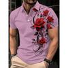 Flower 3D Printed Design Men's Short-sleeved Polo Shirt Cross-border Best-selling Comfortable Polyester Fiber Suitable for Summer Wear
