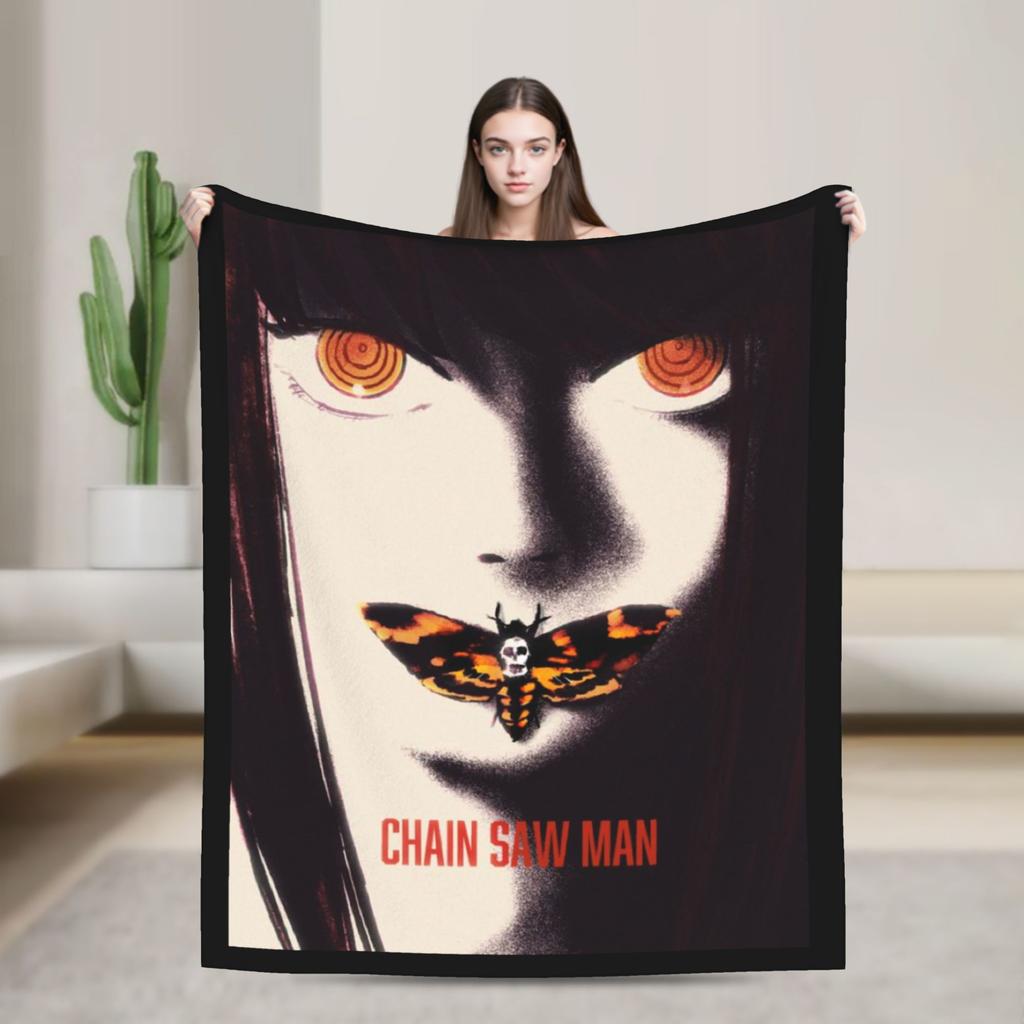 Chainsaw Man Power Blanket Flannel Printed Anime Manga Breathable Super Warm Throw Blankets for Bed Office Bedspread
