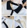 Damen Polo-Kragen Kurzarm T-Shirt Sommer Falsches Zweiteiler Oberteil Bluse