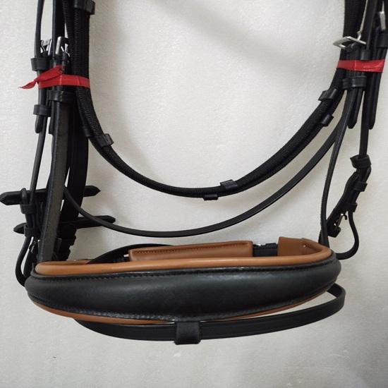 Dressage Crank Bridle Tan Stone Crystal Browband with Softy Padding for Horse .