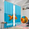 2pcs 2D Flat Printing Drapes Goldfish Shark Fin Mindset 100% Polyester Without Electricity Party Decorations for Entryway Room