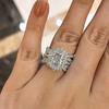 New women's ring, luxury flash square zircon two-in-one ring, wedding anniversary gift.