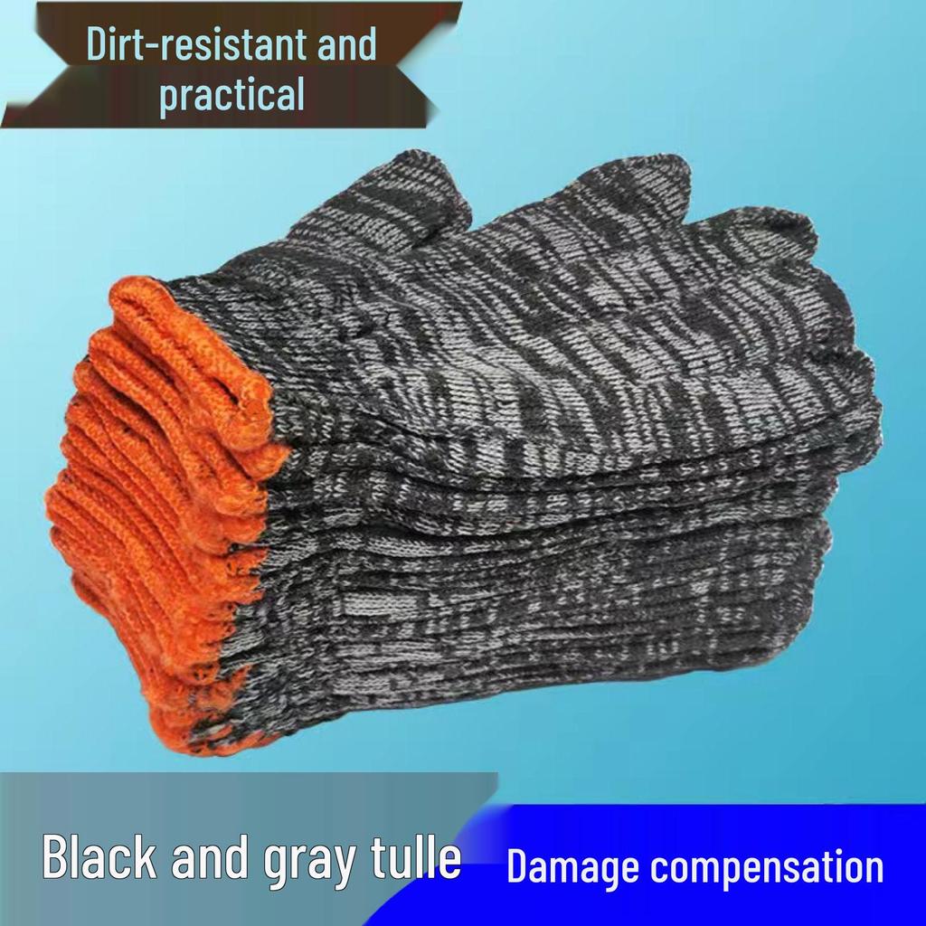 Durable Wear-Resistant Nylon Labor Gloves - Thickened Cotton Liners for Machinery & Construction, Unisex