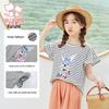 Girls' Cartoon Rabbit Striped Short Sleeve T-Shirt