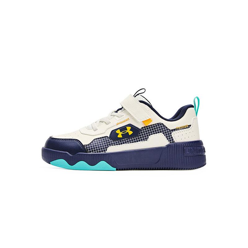 Under Armour Fashion Technology Sports Series Anti-Kick Shock Absorbing Durable Breathable Low-Top Running Shoes Kids Sneaker White Blue 2441310ML