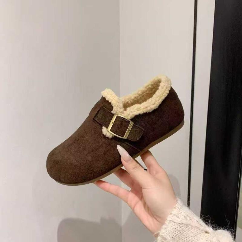Fleece Women's Flat Bottom One Pedal Doudou Women's Shoes New Warm Maternity Cotton Shoes Winter