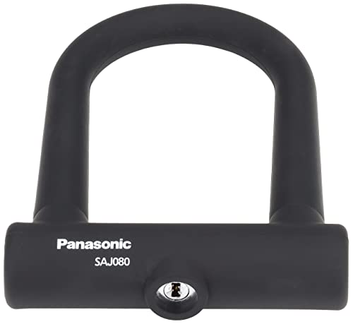 Panasonic SAJ080B U-Lock with Silicone Cover for Double Dimple Key Bicycles, Black, Inner Diameter 76 x 128mm