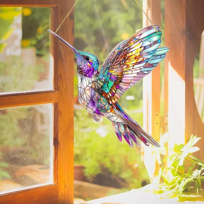 Indoor/Outdoor Spirit Birds Humming Bird Sun Catcher Multi-Coloured Hanging Decor
