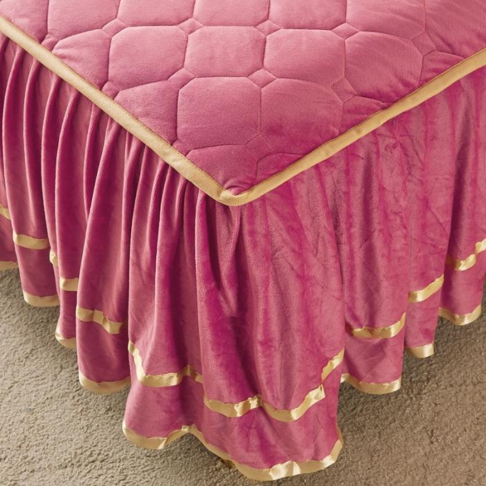 Solid Color Milk Velvet Winter Bedspread On The Bed Thick Home Bed Skirt-style Bed Sheets Cotton European-style Bed Spreads