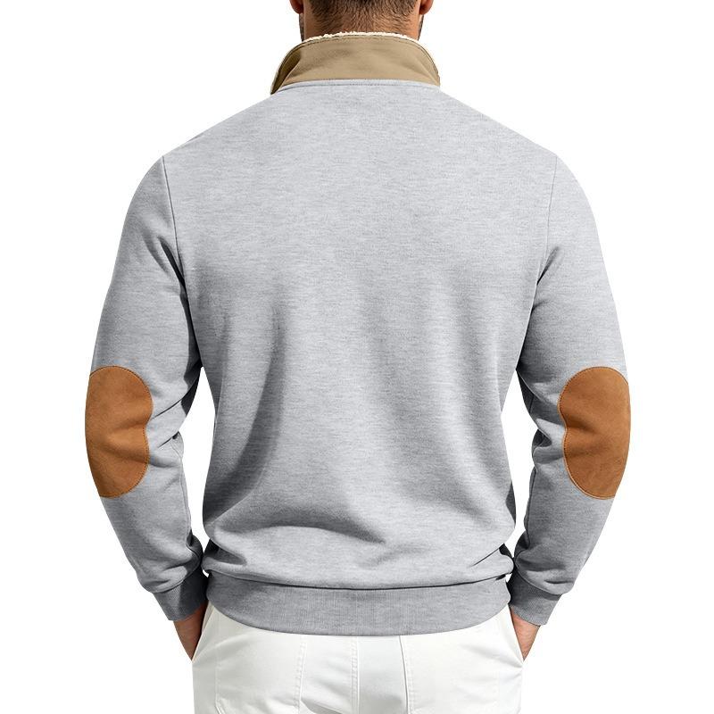 Men's Heavyweight Fleece Lined Stand Collar Sherpa Sweatshirt Casual Top.
