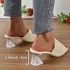 Fashion Aphixta 6cm Strange Style Transportant Heels Flying Upper Women Flip Flops Slipper Summer Peep Toe Slides Fashion Beige Shoes