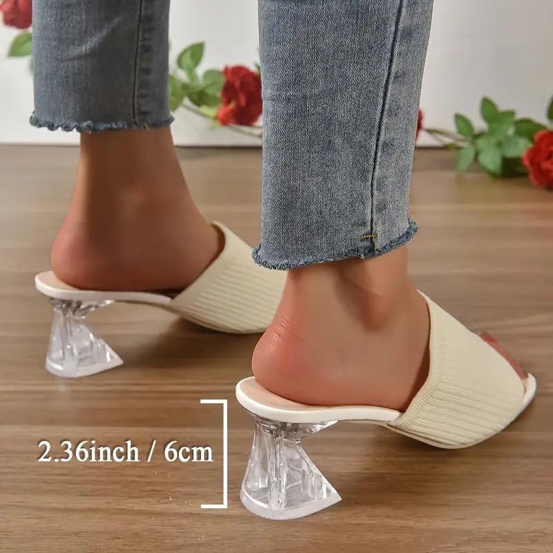 Fashion Aphixta 6cm Strange Style Transportant Heels Flying Upper Women Flip Flops Slipper Summer Peep Toe Slides Fashion Beige Shoes