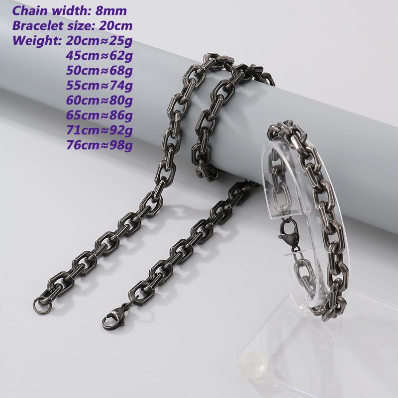 Retro Black Cuban Chain Bracelet Necklace with Multiple Chains Options