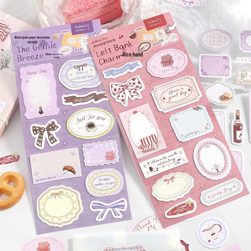 Evening Breeze Seine Series: Tree Grain Die-Cut Decorative Stickers - 4 Sheets for Journals