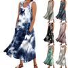 Women's Fashion Casual Colour Sleeveless Cotton Linen Pocket Dress