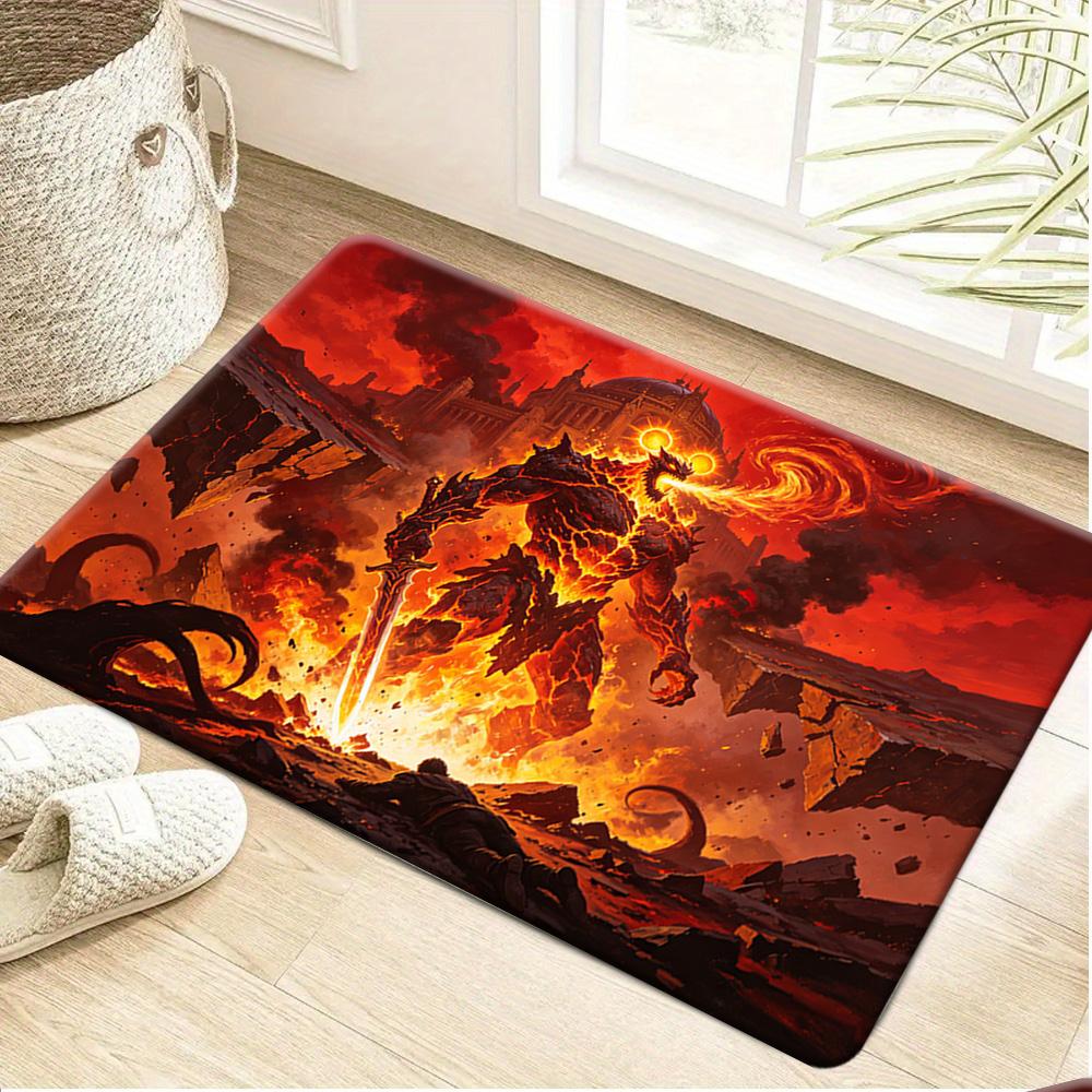 Marvel 1pc Cartoon Print Floor Mat, Iron for Man and Captain America Tech Blueprint Style Illustration, Easy to Clean, Suitabl