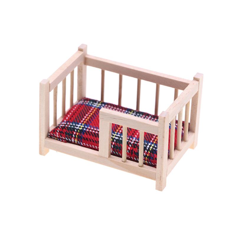 1:12 Dollhouse Miniature Baby Crib Bed Baby Cot Furniture Model Decor Toy Doll House Accessories