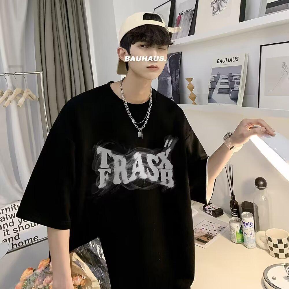 Men's Summer Trendy American-European Loose Fit Graphic T-Shirt, Plus Size Available