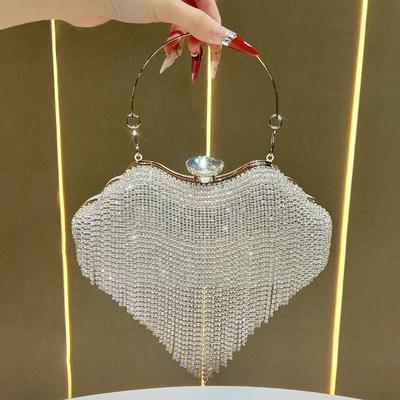 Diamond-encrusted Tassel Dinner Bag, Dress Handbag, Clutch Bag, Rhinestone Crossbody Women's Bag, Niche Bag