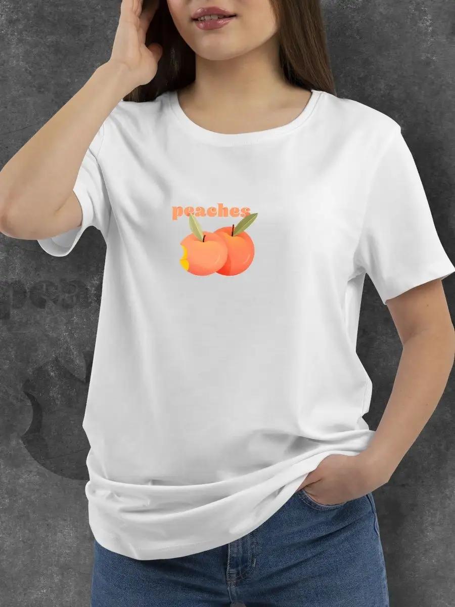 Смешная вкусная персиковая футболка L
