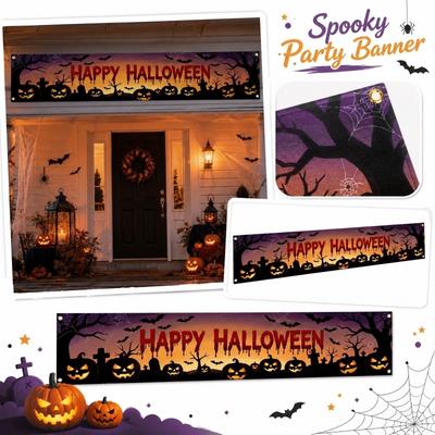 Halloween Banner 1pc Pumpkin Theme Festival Decoration Banner for Indoor Outdoor Party 300x50cm Halloween Hanging Sign