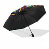 1pc Colorful Stained Glass Music Note Design Automatic Folding Umbrella - Portable 3-Fold Design with Iron Frame, Perfect for Outdoor Use, Festive Gif