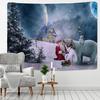 Christmas Art Wall Hanging Tapestry Christmas Tree and Cat Christmas Animal New Years Party Elk Yoga Blanket