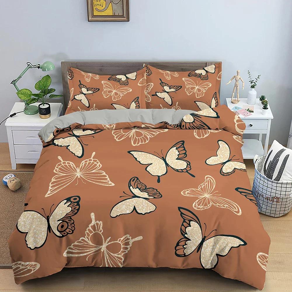3D Printed Bedding Set Butterfly Comfortable Duvet Quilt Cover Pillowcase Bedding Set Children Bedroom Decoration Home Textile