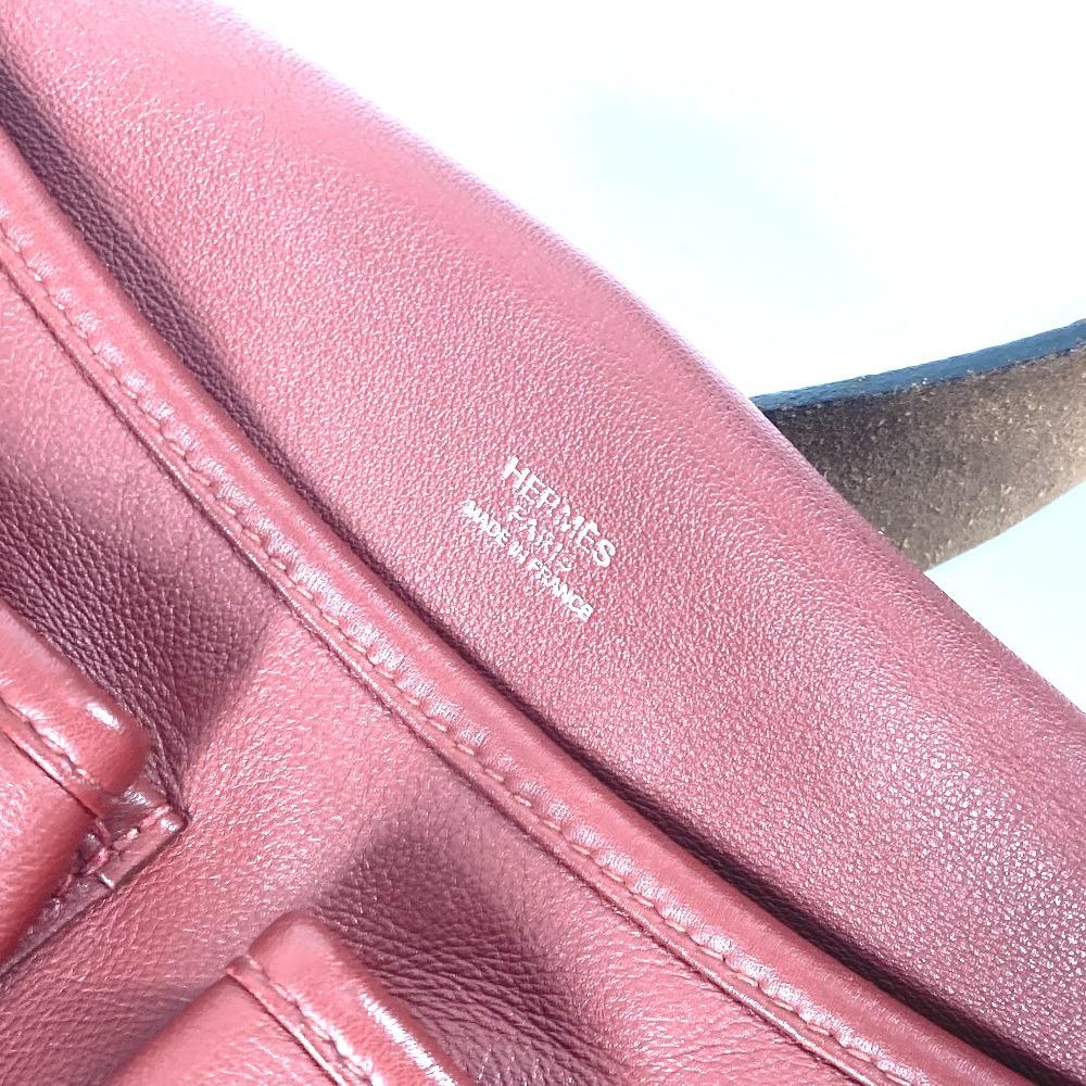 HERMES flap Barda 33 Drawstring Shoulder Bag Leather Rouge Ash Brown