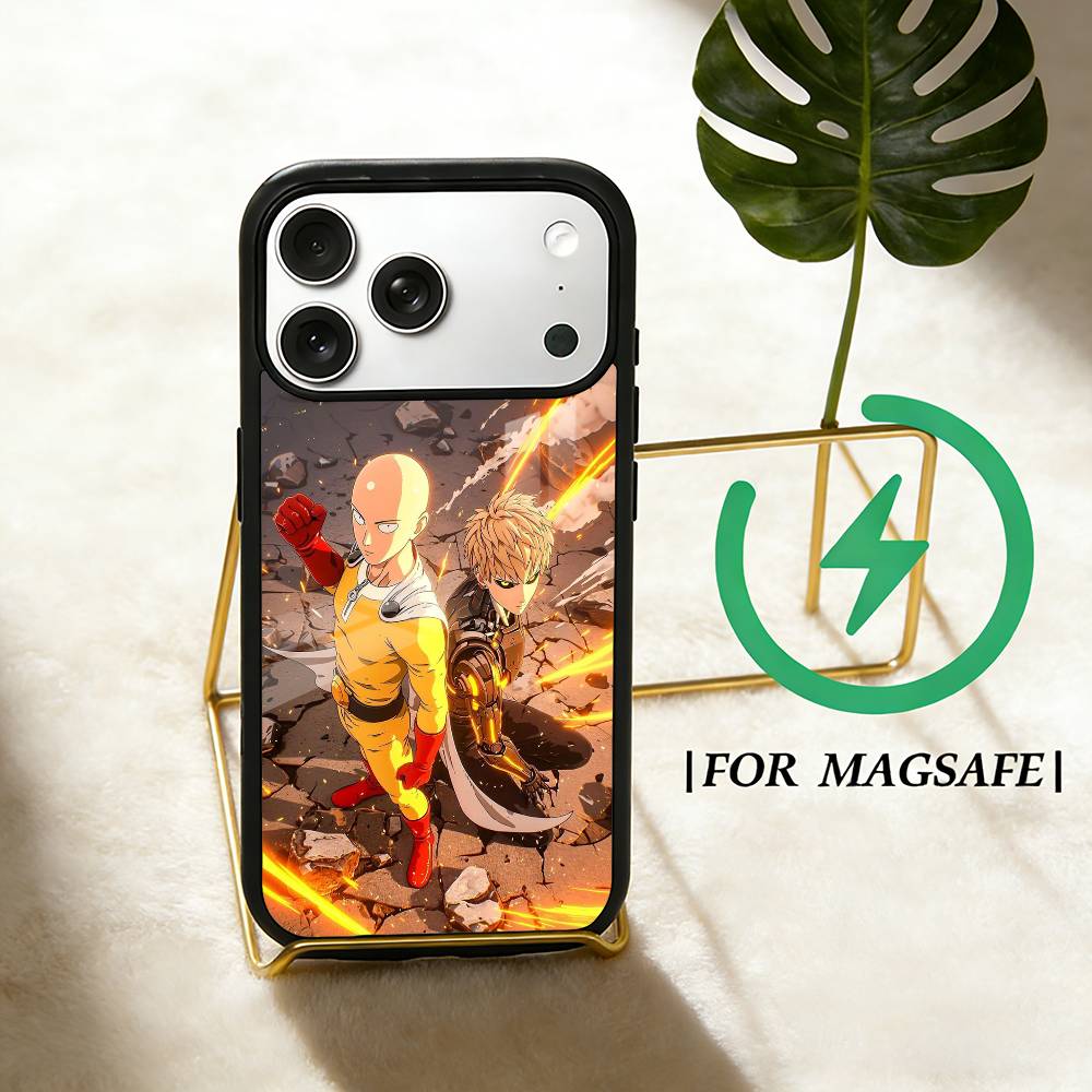 Anime O-One P-Punch Man Phone Case For iPhone 17,16,15,14,13,12,Plus,Pro,Max for Magsafe Magnetic Wireless Charging