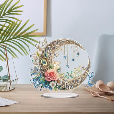 PET Crescent Moon Candle 5D DIY Diamond Art Tabletop Decorations Diamond Painting Desktop Ornament Bedroom Decor