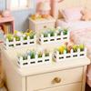 Mini Flower Bed Planter 1:12 Scale Miniature Wooden Fence Flower Pot Set Handcrafted Picket Fencing Planters for Doll Houses Garden Village