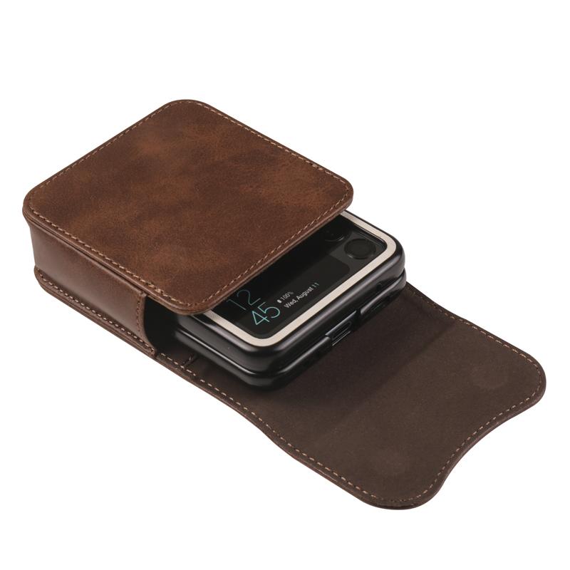 Voor Samsung Galaxy Z Flip 6 5 4 3 5G Belt Clip Holster Case Voor Motorola Razr 40/40ultra Huawei P50 Pocket OPPO Find N3 Flip Leren Heuptas