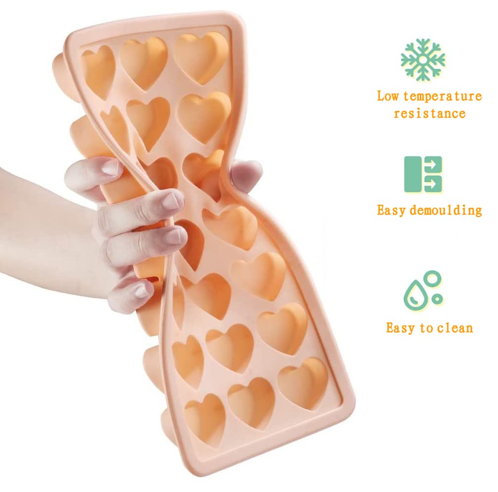 Heart-Shaped Silicone Ice Cube Tray with Lid - 1 Pack 24 Holes BPA-Free Heart Ice Mold Dishwasher Safe Flexible Freezer Tray for Cocktails Party Drin