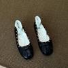 Woman Bowcropped Studded Ballet Slippers French Rivet Style Mary Jane Shoes For Summer Flats Women's Dancewear Loafers Mules