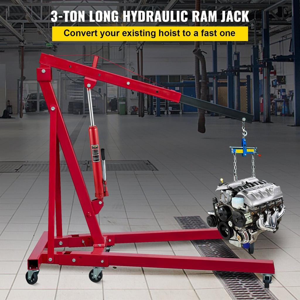 Hydraulický dlouhý zvedák, nosnost 3 tuny / 6600 liber, s jednočinnou pístovou pumpou a základnou s okem, ruční zvedací plošina s rukojetí, pro garážové/dílenské jeřáby,