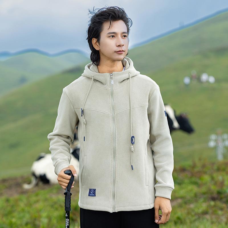 Outdoor Hood Camping Hiking Jacket Men Warm Fleece Thicked Sweater Comfortable