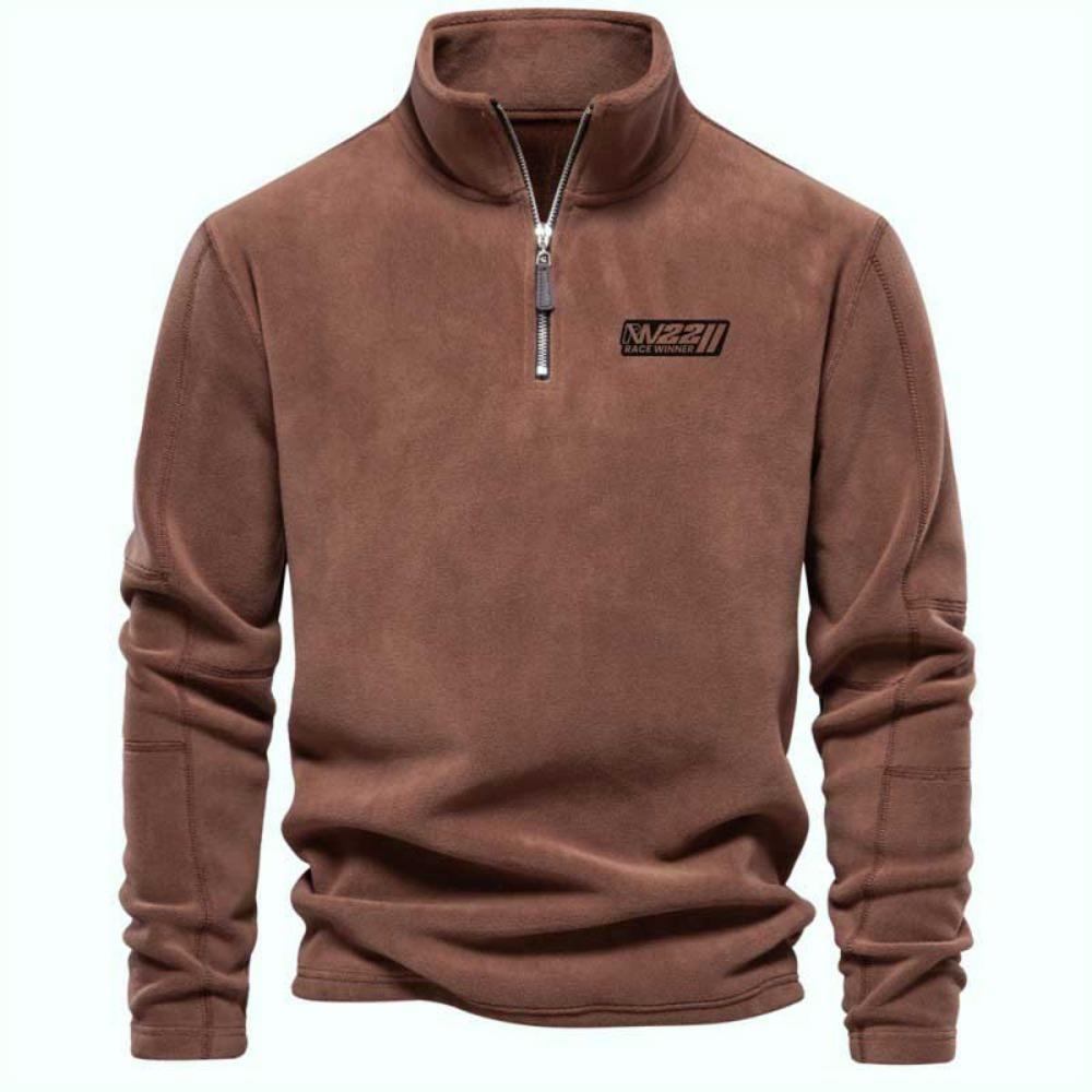 Men's Fleece Warm V-neck Zipper Sweatshirt  Outdoor Sports Coats Pullover Men's Casual Outwear