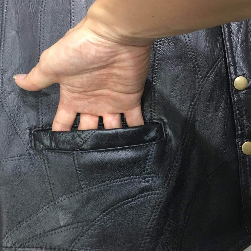 Kamizelka męska z prawdziwej skóry owczej Punk Vest