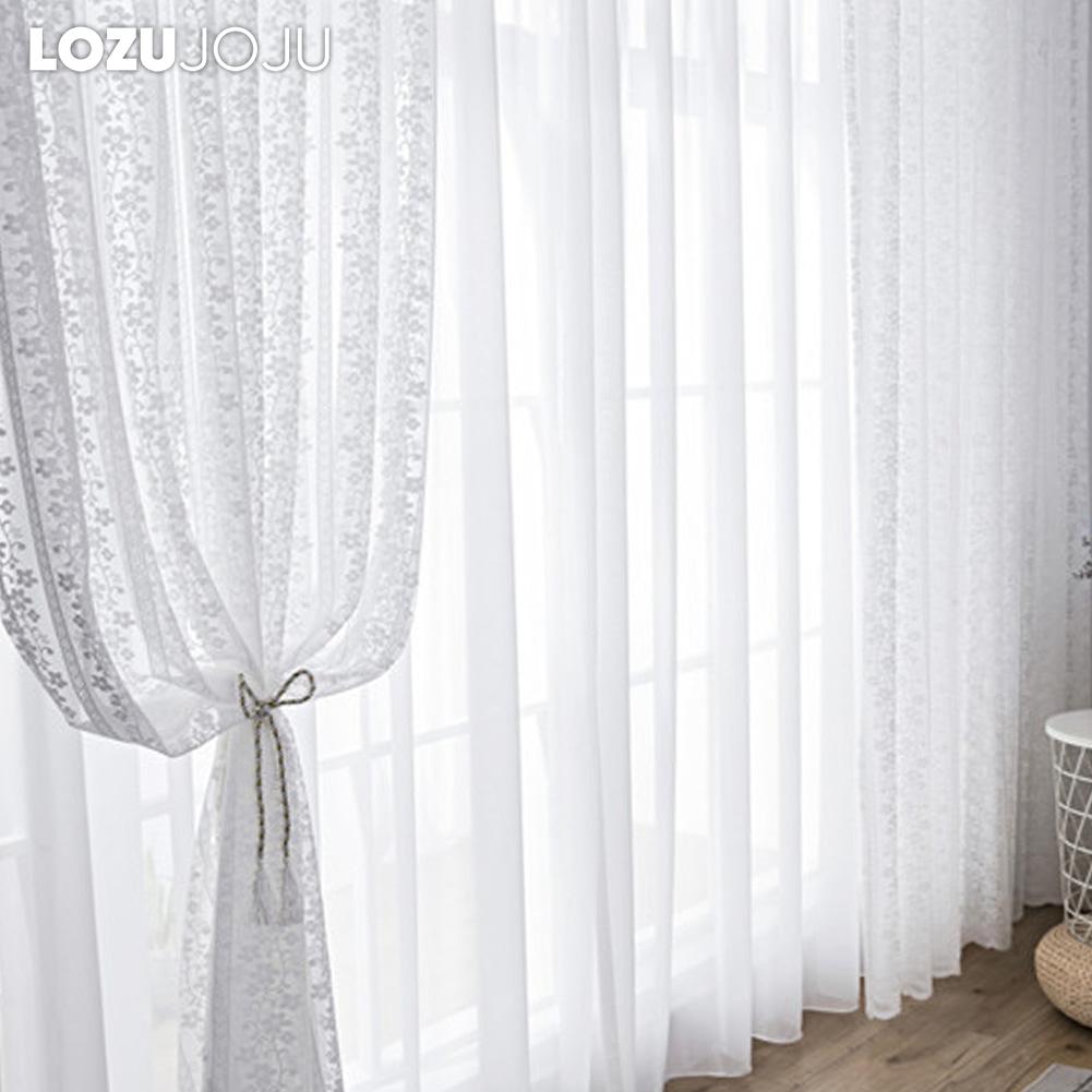 1PC LOZUJOJU 10-20% Light Blocking French Lace Warp Knitted Sheer Curtain for Living Room Bedroom Balcony Home Decor