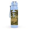 1PC Tropical Palm Tree Island 750ml Color Plastic Sports Water Bottle Leakproof Flip Straw Lid Suitable for Sports Office Home Use