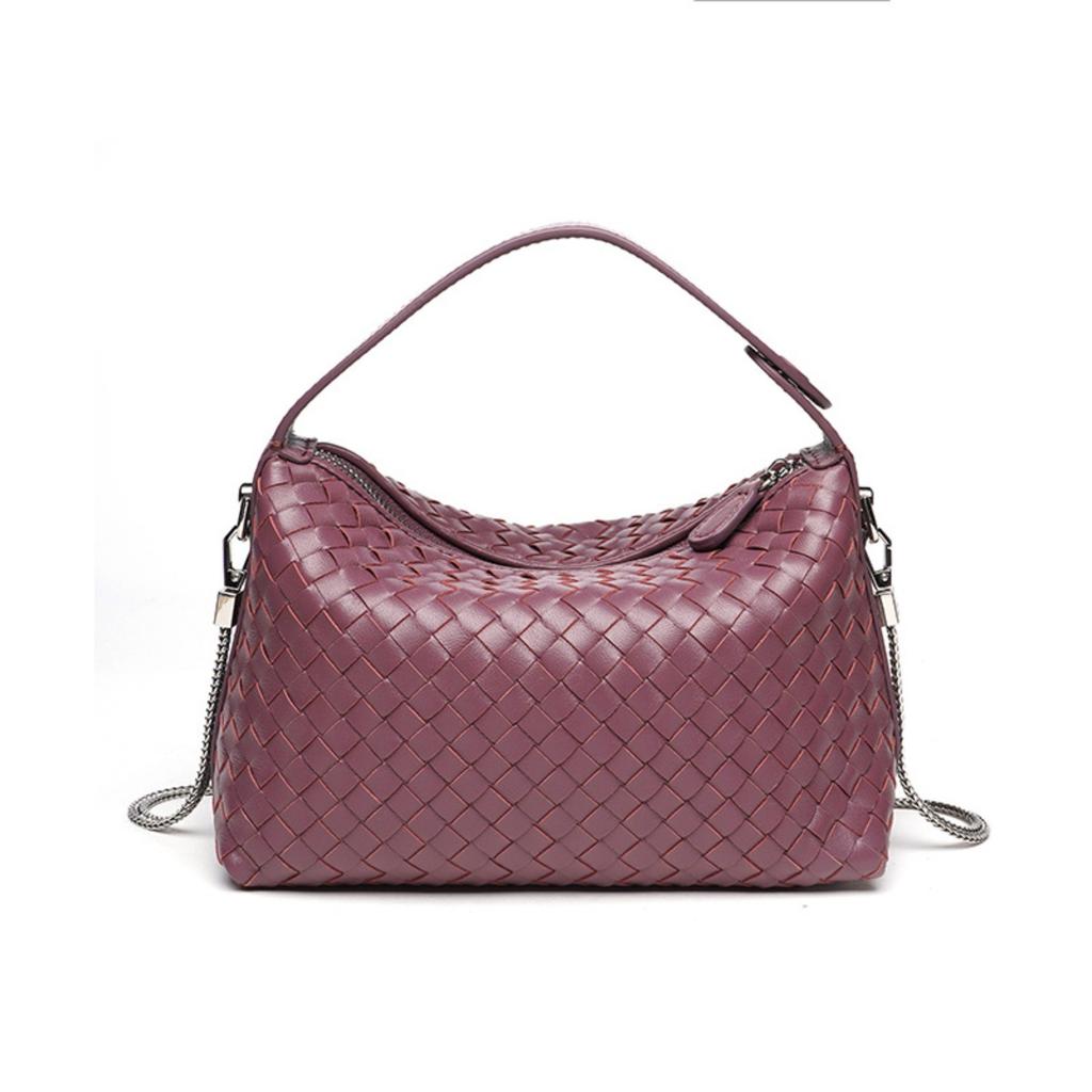 Trendy women's bags factory direct sales first layer sheepskin pure hand-woven bag portable crossbody versatile pillow bag