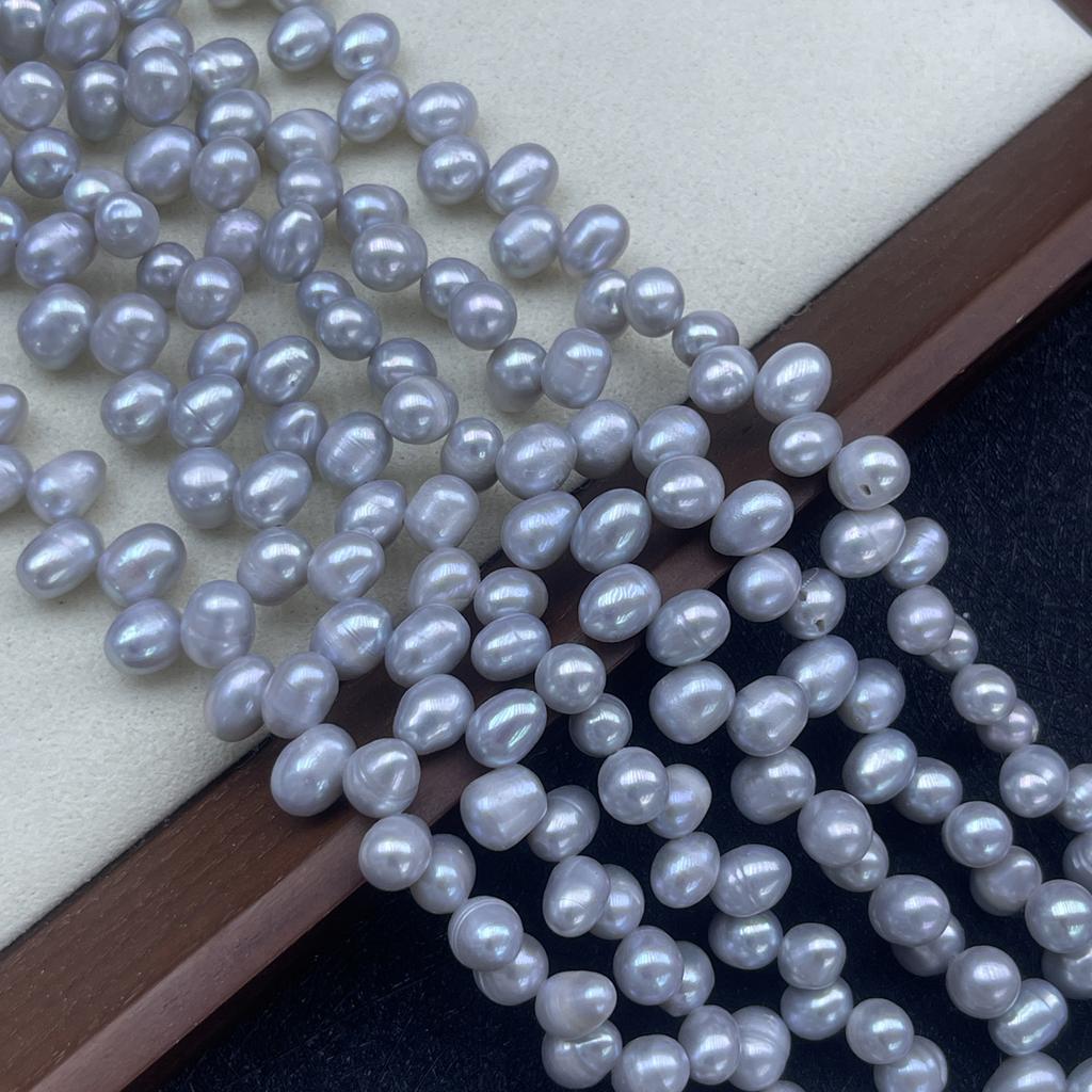 Grey 3*7 Hole Pearl 6-7mm For Jewelry Making DIY Necklace Bracelet Earrings Accessory