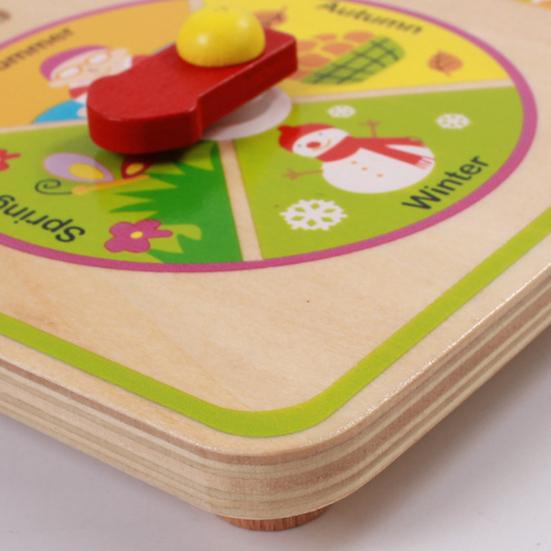 Kids Wooden Clock Toy Time Date Month Weather Season Preschool Learning Multi-function Portable Toddlers Early Educational Clock Toy