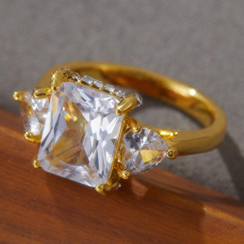 Classic Sparkling Ring with Princess Square Zirconia Engagement Proposal Anniversary Birthday Gift Jewelry Women's Preferred