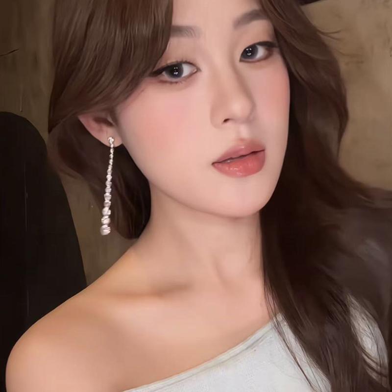 Temperament Luxury Sparkly Zircon Long Tassel Dangle Earrings For Women Korean Bride Wedding Engagement Jewelry Accessories