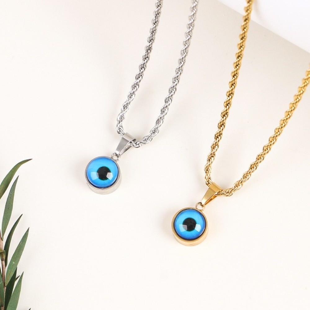Twisted Chain Demon Eye Necklace Retro Pendant Chain Necklace Twisted Collarbone Choker Daily Wear
