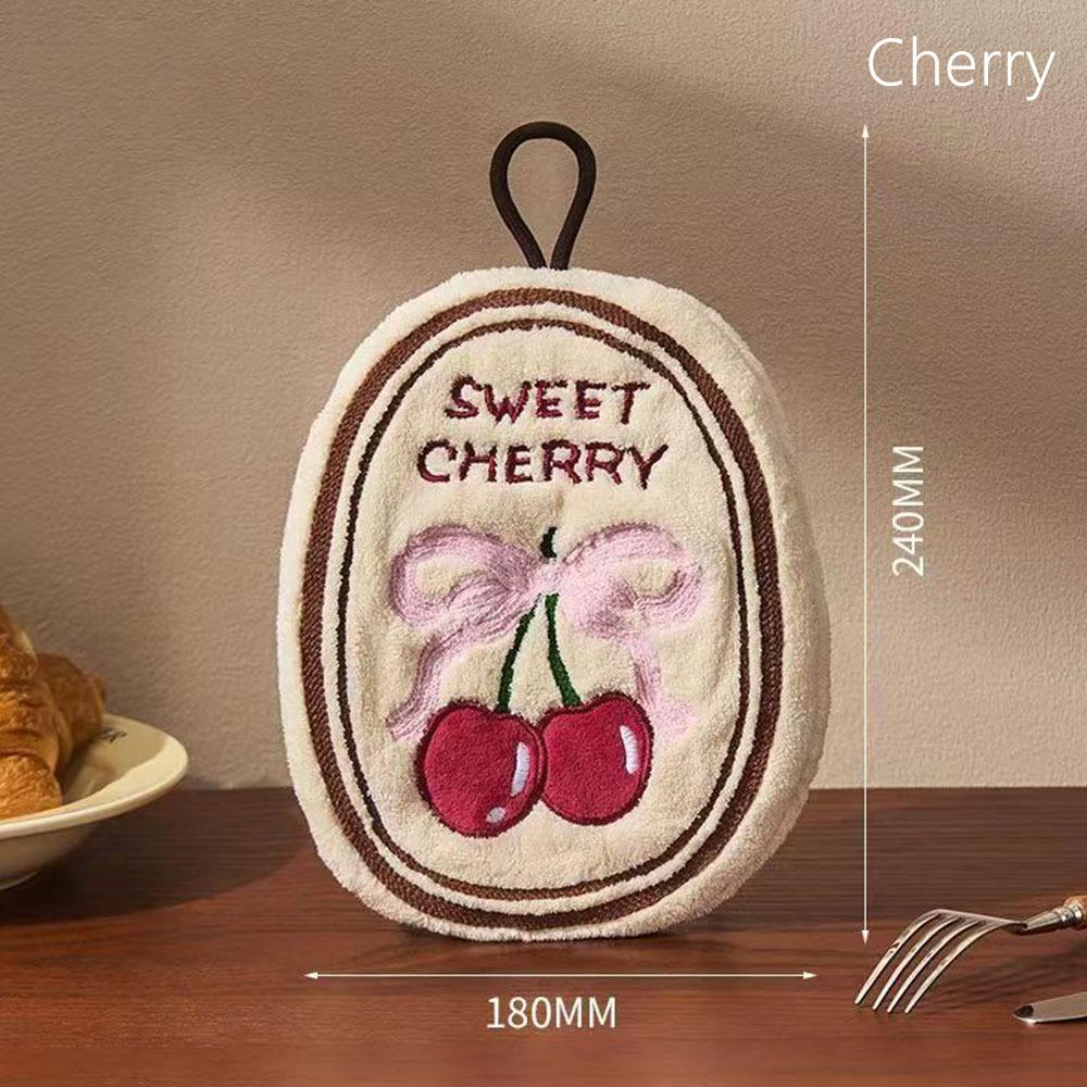 

1Pcs New Quick Drying Hand Towel Thick Absorbent Handkerchief Hanging Cute Bathroom Kitchen Rag Вишня
