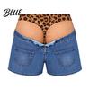 Mens Funny Swim Shorts Men Hairy Booty Shorts Leopard Print Thong Fake Denim Gag Gifts for Birthdays 3D Illusion Beach Trunks Summer Pool Party,