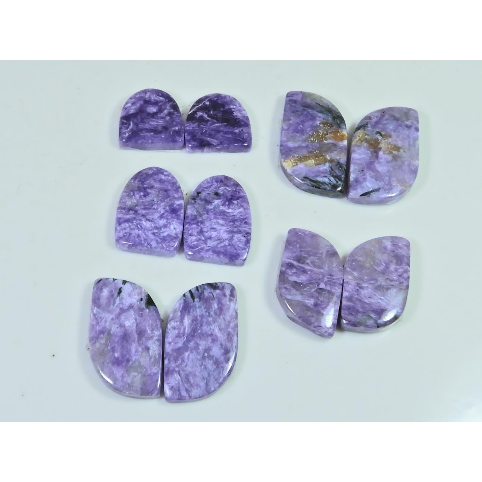 13-22MM Natural Purple Charoite Matched Pair Fancy Loose Gemstone 5Pair Lot C-942